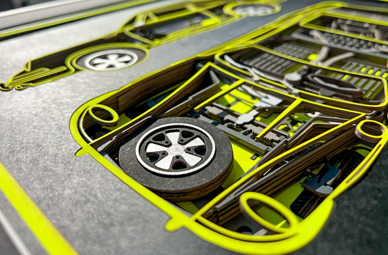 3D Porsche 911 Wall Art Luxury Framed - 3dcarwallart - zoom in 2