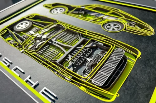 3D Porsche 911 Wall Art Luxury Framed - 3dcarwallart - zoom in 3