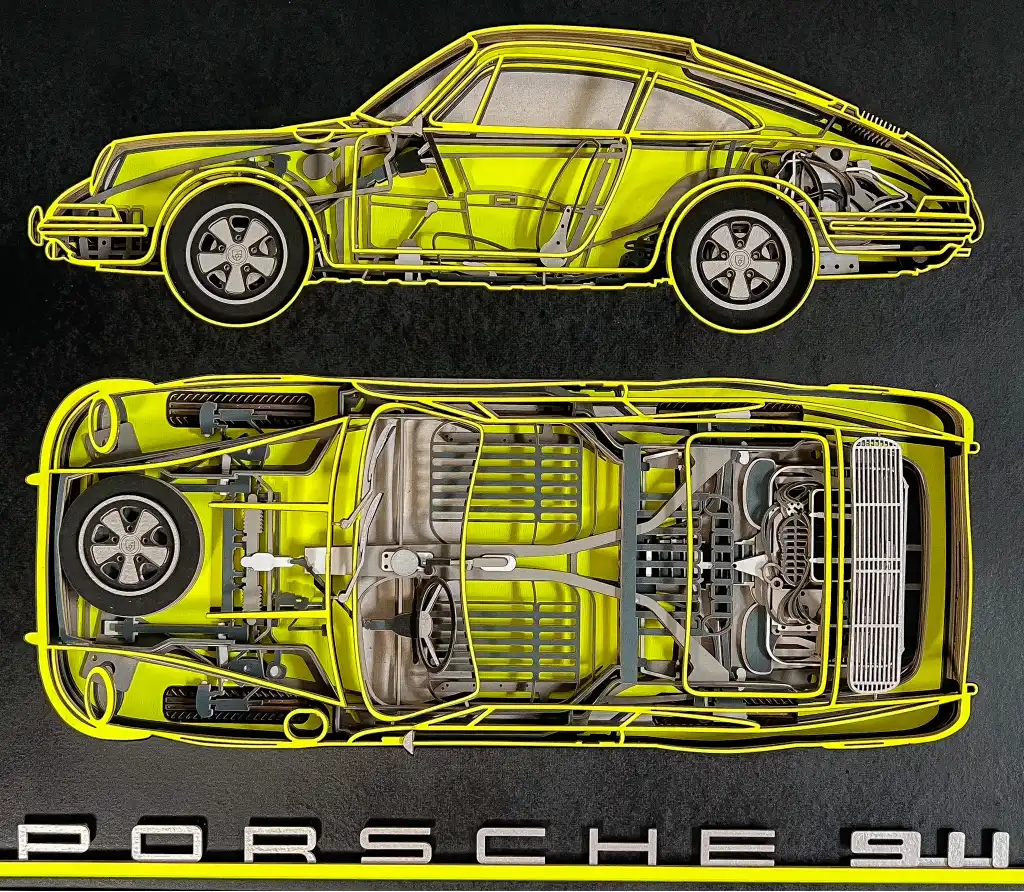 3dCarWallArt 3D Porsche 911 detail